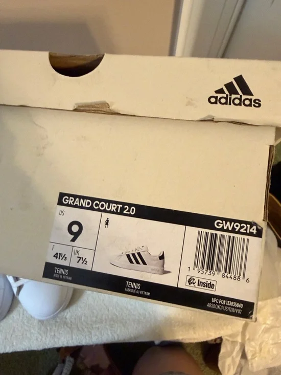 adidas Grand Court 2.0 White Sneakers with Black Three-Stripes - Picture 5 of 5